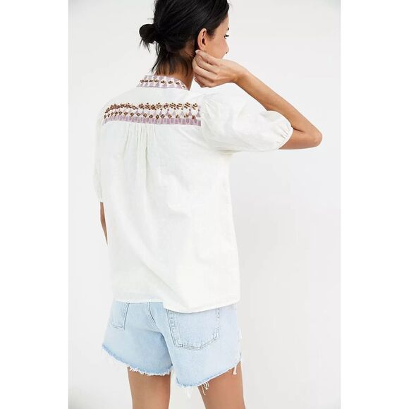 Anthropologie Embroidered Peasant Blouse Size 2 - Picture 4 of 10